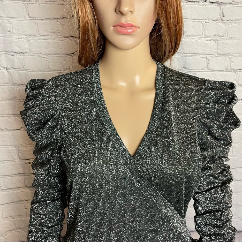 NWT New $148 Walter Baker Marwin Top Size L Black Silver - Picture 4 of 14